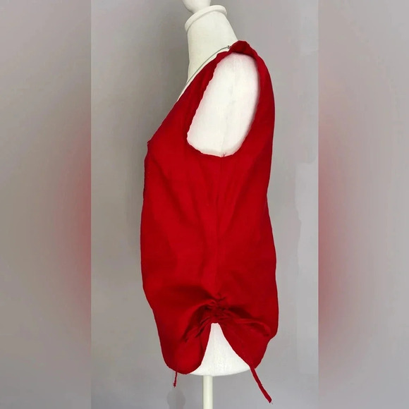 Size Small Linen Red Short Sleeve Shirt - Picture 5 of 11